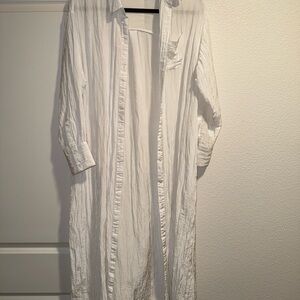 White Long Button-Up Shirt Dress